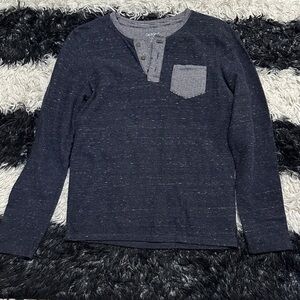 Cat & Jack Dark Blue Long Sleeve Henley, L (12/14)